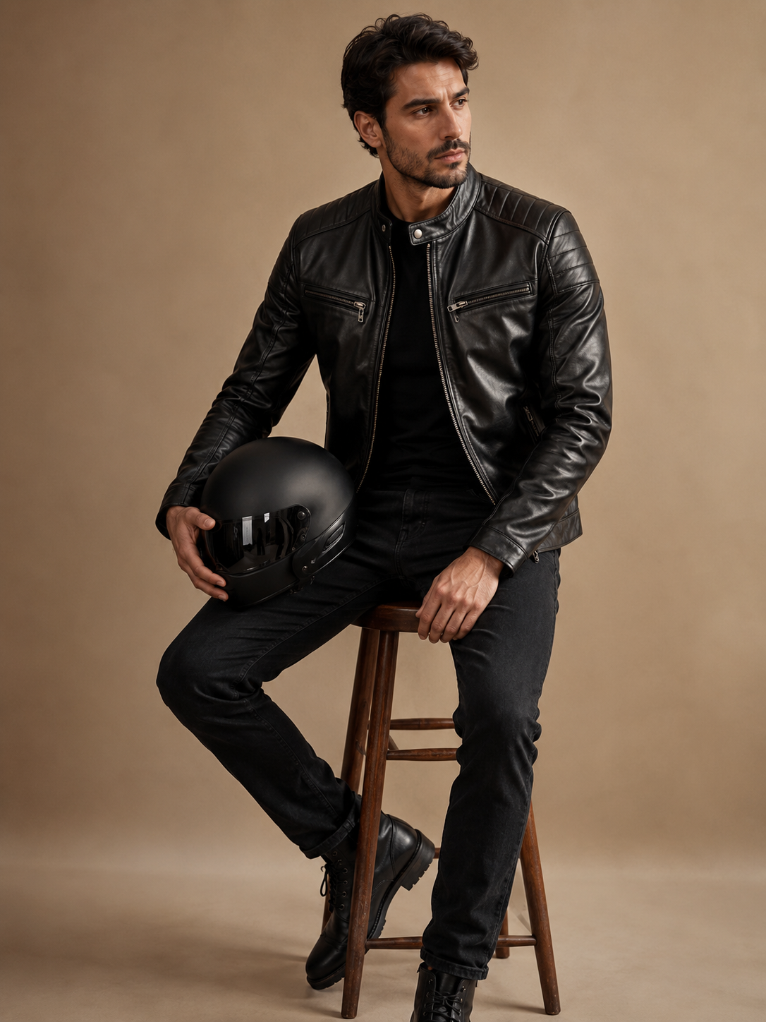 01 Axel Biker Leather Jacket - Image 1