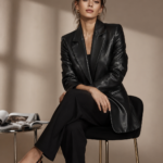 Serena Black Leather Blazer