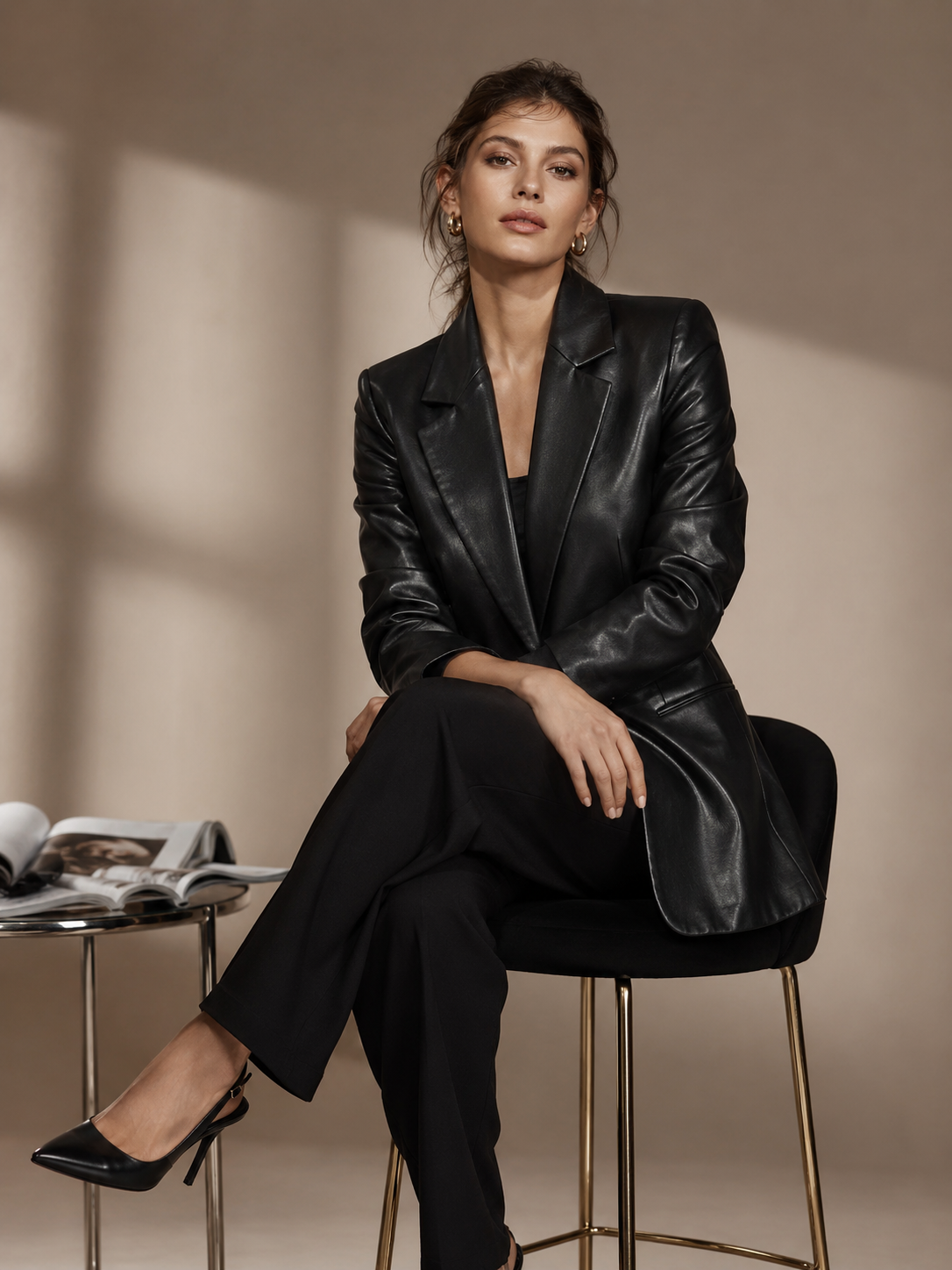 02-3-1.png Serena Black Leather Blazer - Image 1