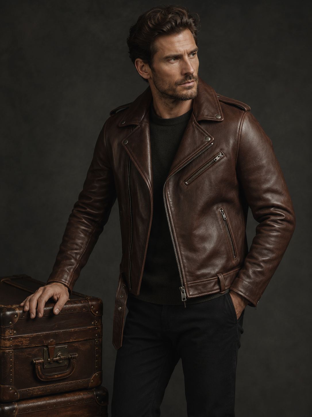 02 Ryder Vintage Biker Jacket - Image 1