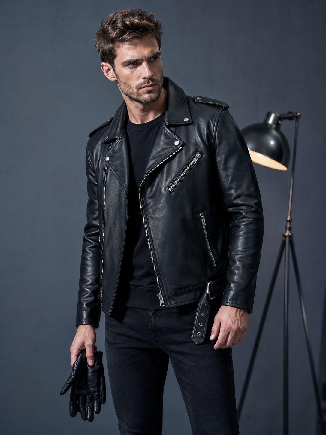 03 Black Biker Jacket - Image 1