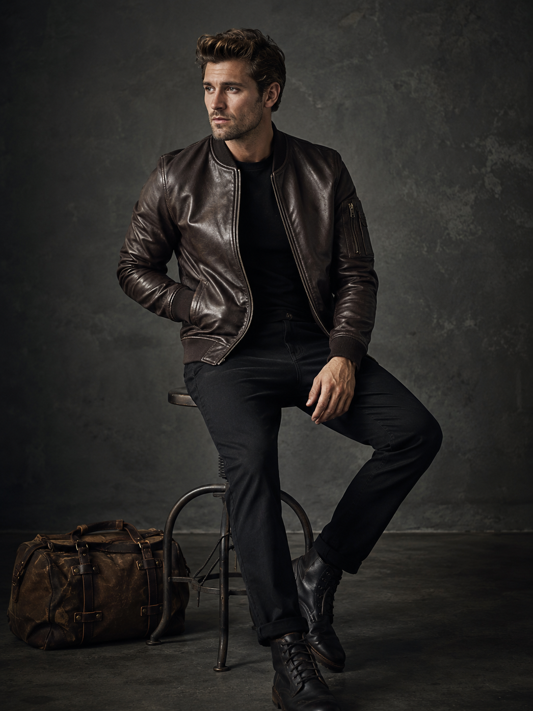 8 Leather Bomber Jacket - Image 1